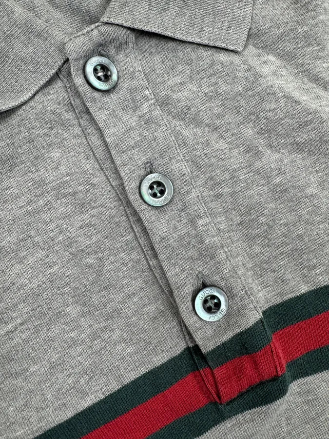 2000s Gucci Grey Signature Web Stripe Polo QZvhueZ 6