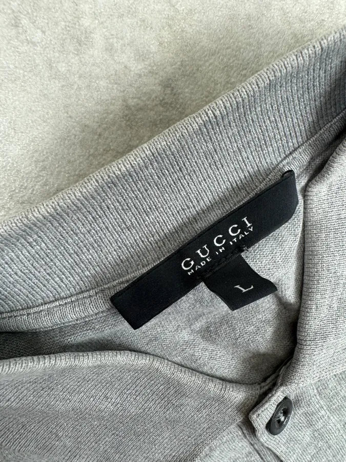 2000s Gucci Grey Signature Web Stripe Polo QZvhueZ 7