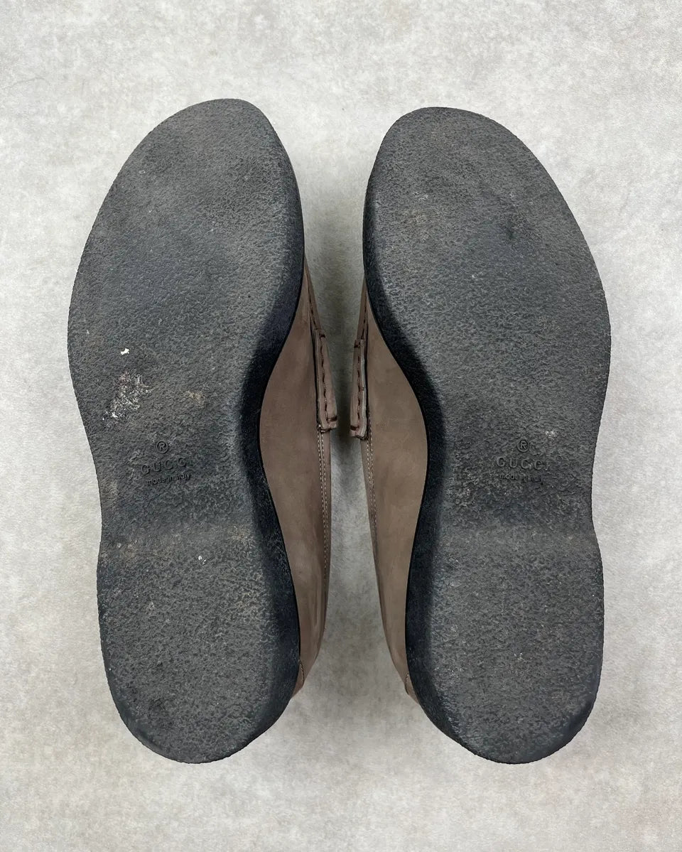 Gucci Grey Leather Horsebit Loafers Shoes xJDJmSa 9