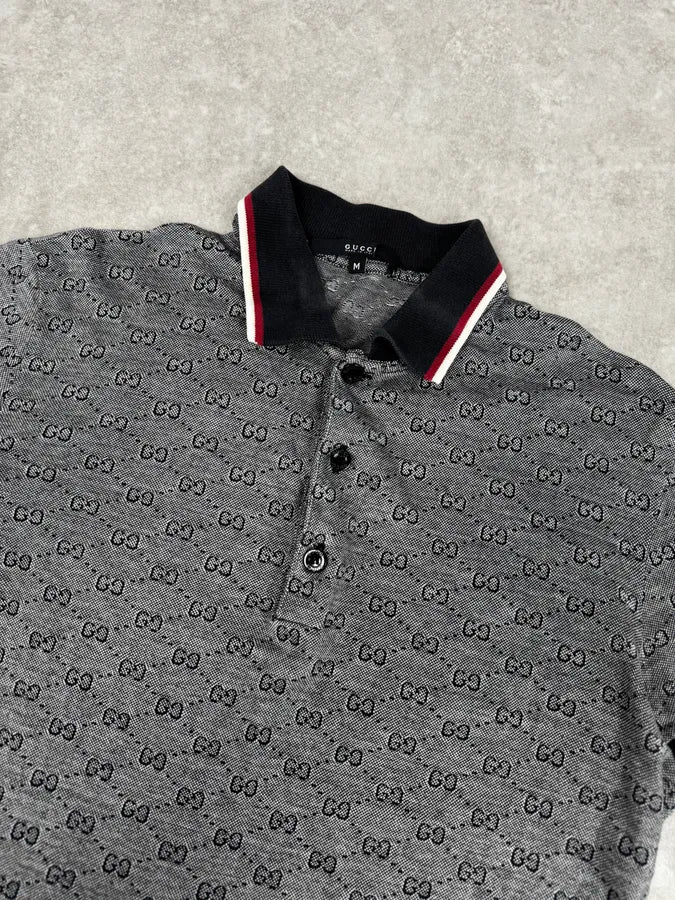 SS2007 Gucci Grey Monogram Polo Shirt by Frida Giannini yFnrHbm 4