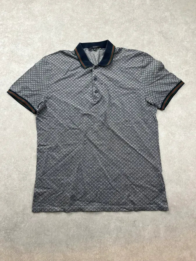 Gucci Grey Navy Jacquard Signature Polo T Shirt iDGCYAd 0