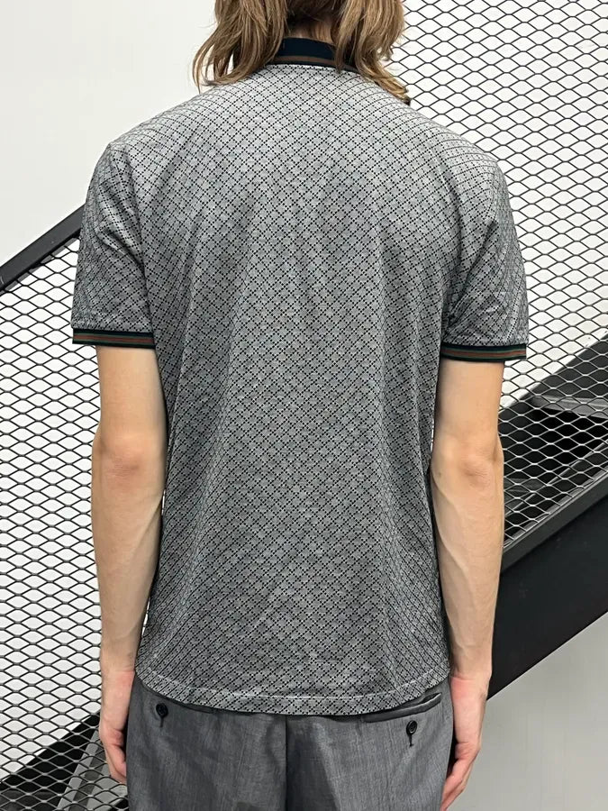 Gucci Grey Navy Jacquard Signature Polo T Shirt iDGCYAd 2