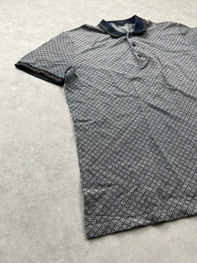 Gucci Grey Navy Jacquard Signature Polo T Shirt iDGCYAd 5
