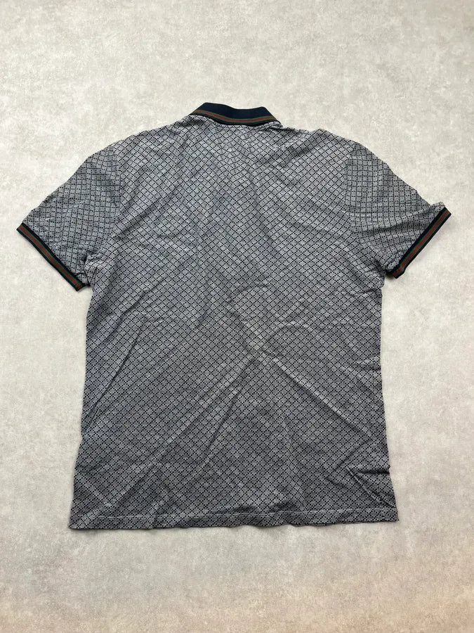 Gucci Grey Navy Jacquard Signature Polo T Shirt iDGCYAd 6