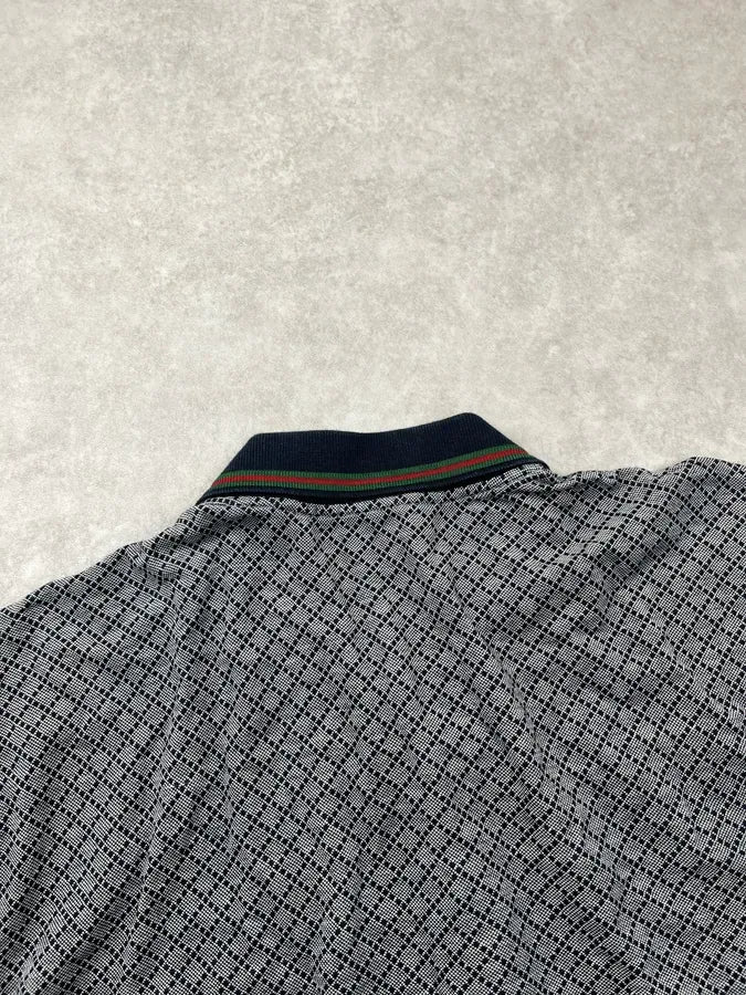 Gucci Grey Navy Jacquard Signature Polo T Shirt iDGCYAd 7