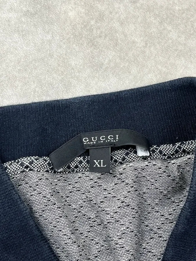 Gucci Grey Navy Jacquard Signature Polo T Shirt iDGCYAd 8