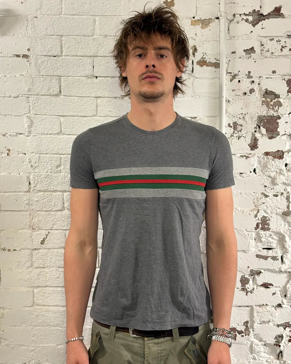 Gucci Grey Striped Signature T-Shirt dIjTjpE 0