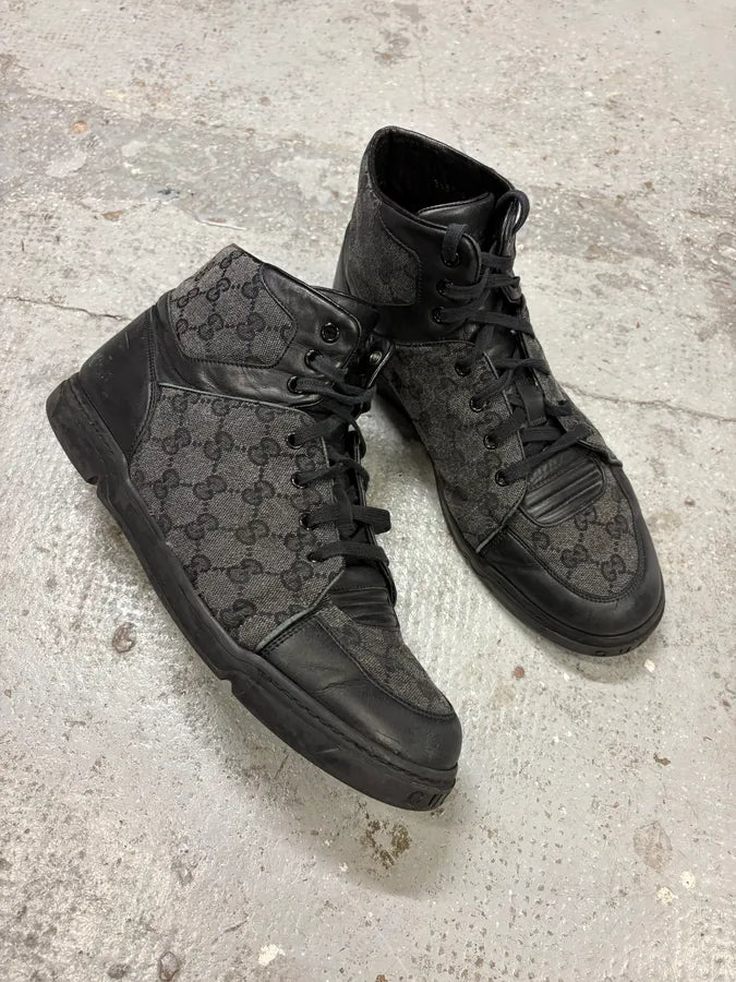 Gucci Grey Suede High Leather Sneakers lEiGDsX 4