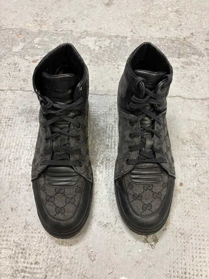 Gucci Grey Suede High Leather Sneakers lEiGDsX 1