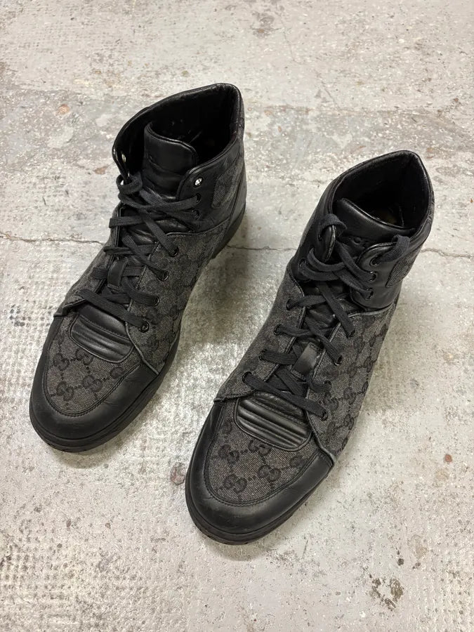 Gucci Grey Suede High Leather Sneakers lEiGDsX 2