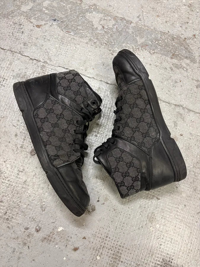 Gucci Grey Suede High Leather Sneakers lEiGDsX 5