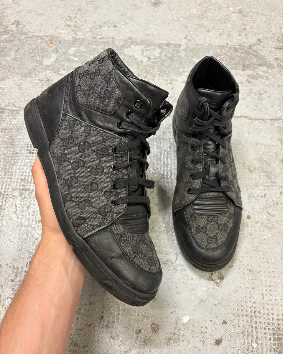 Gucci Grey Suede High Leather Sneakers lEiGDsX 0