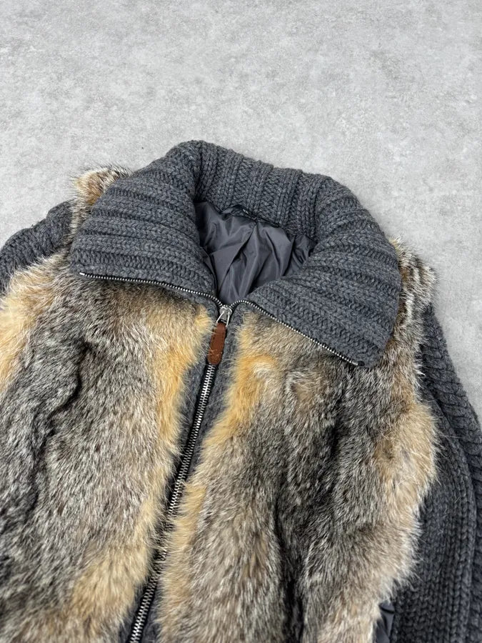 AW2007 Gucci Grey Wool & Fox Fur Zip-Up Sweater by Frida Giannini uUBFiPq 5