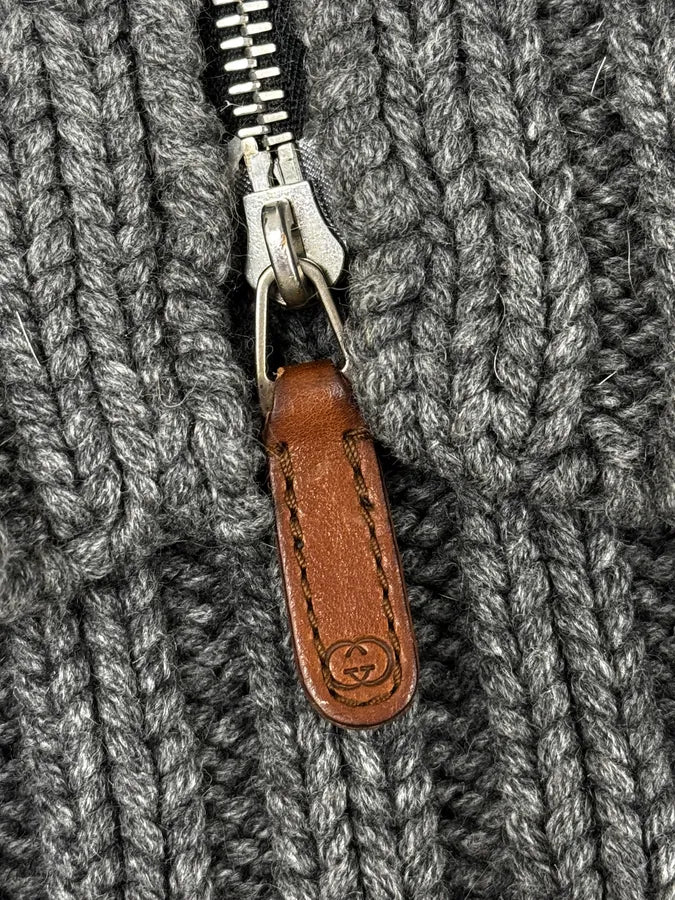 AW2007 Gucci Grey Wool & Fox Fur Zip-Up Sweater by Frida Giannini uUBFiPq 14