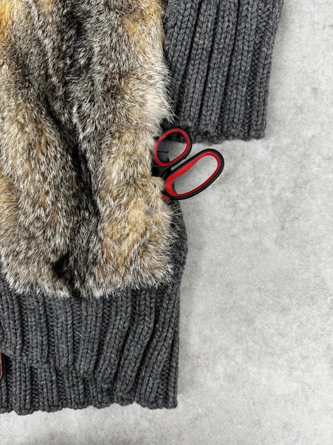 AW2007 Gucci Grey Wool & Fox Fur Zip-Up Sweater by Frida Giannini uUBFiPq 9