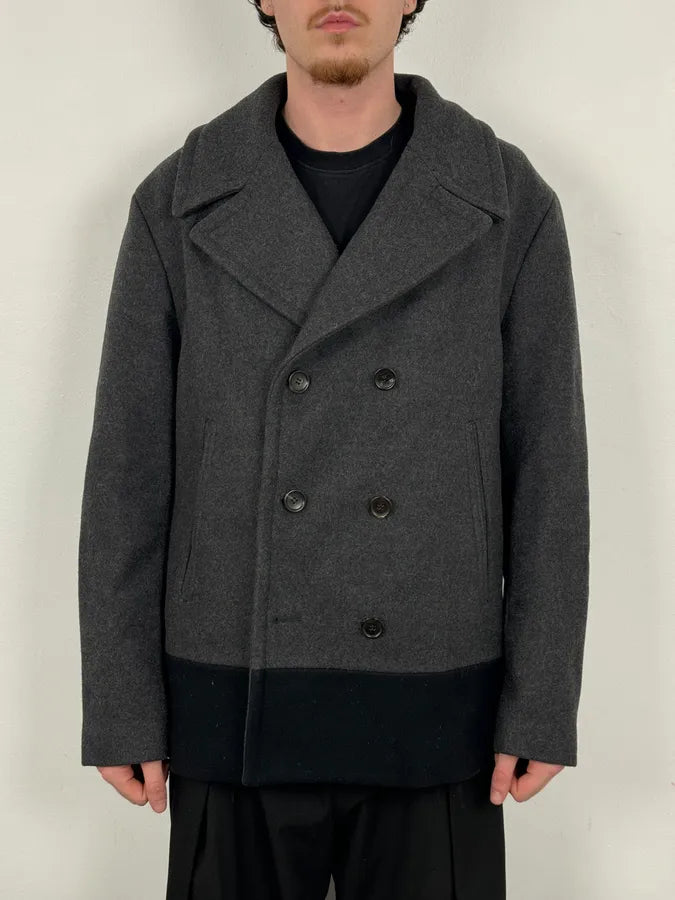 2010s Gucci Grey Wool Double-Breasted Contrast Hem Jacket TVDfaMW 1