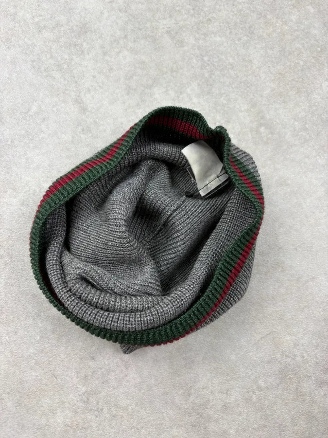 Gucci Grey Wool Web Stripe Beanie cEyhMZl 6