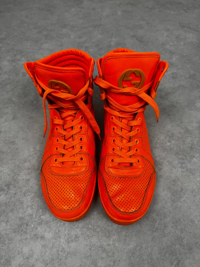 Gucci High Leather Orange Electric Sneakers ocPFpCE 2