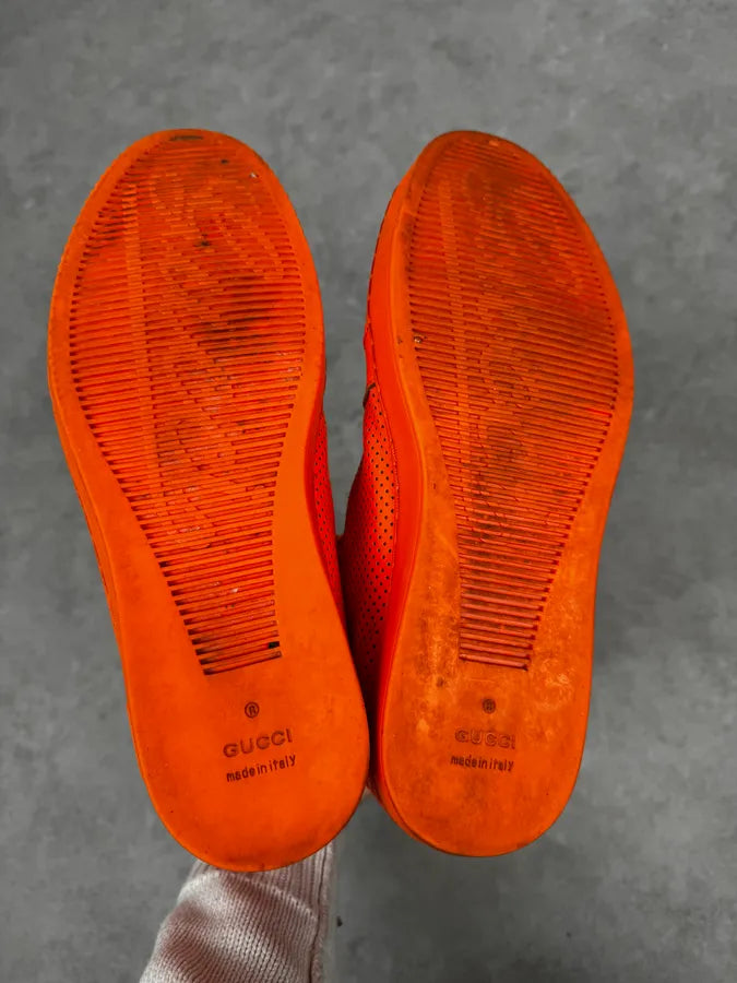 Gucci High Leather Orange Electric Sneakers ocPFpCE 4