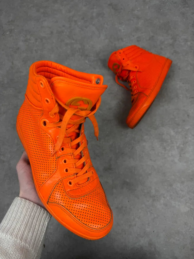 Gucci High Leather Orange Electric Sneakers ocPFpCE 0