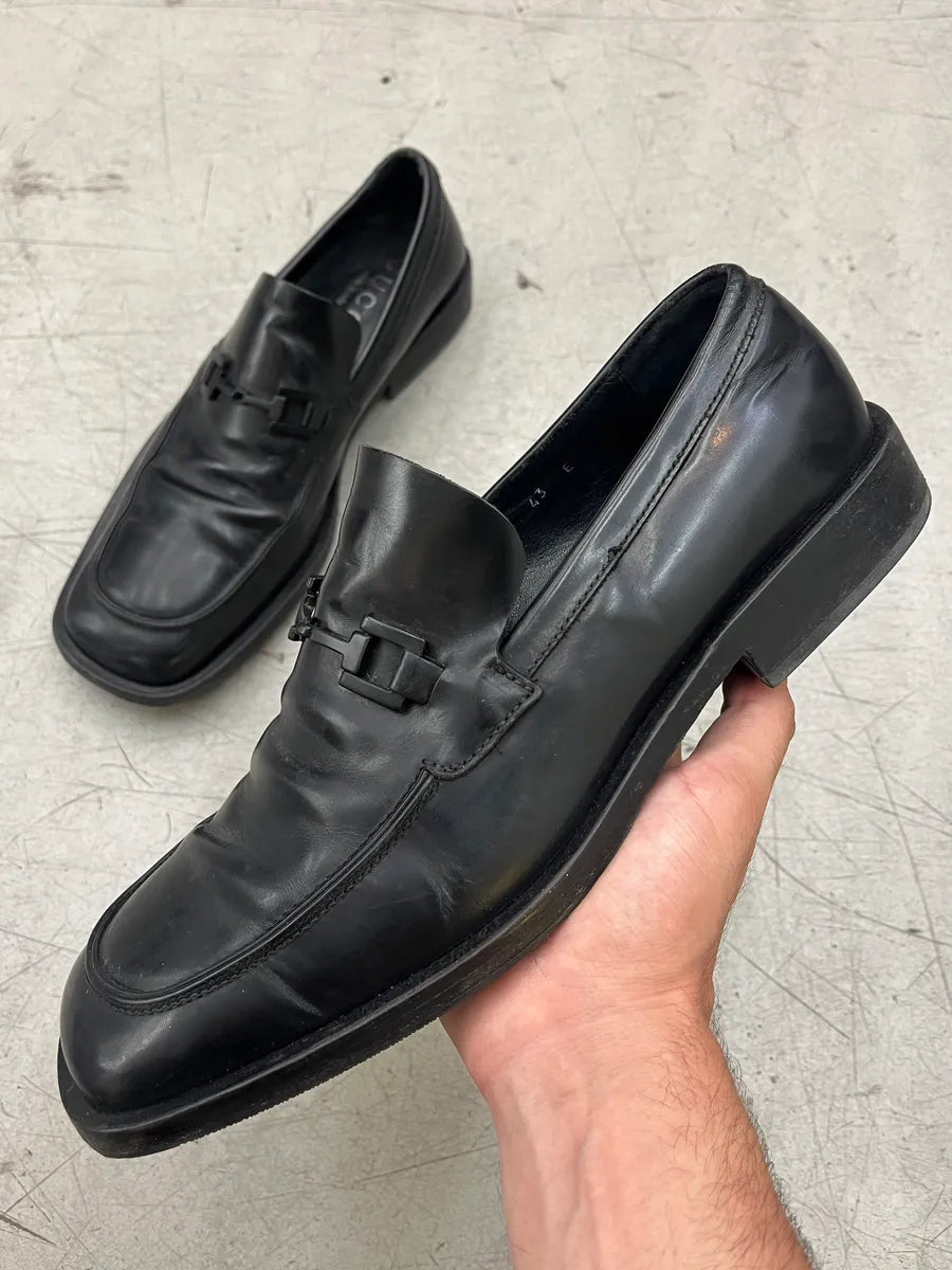 Gucci Horsebit Black Leather Loafer Shoes RgzOukc 0