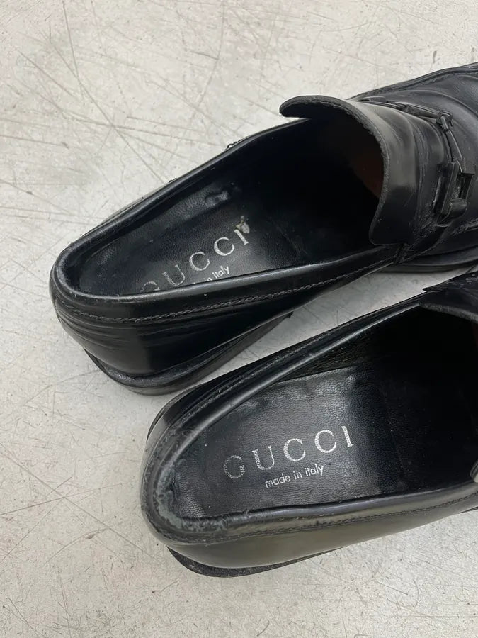 Gucci Horsebit Black Leather Loafer Shoes RgzOukc 8