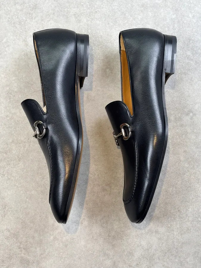 Gucci Horsebit Granada Leather Loafers Black  QxHyWkD 7