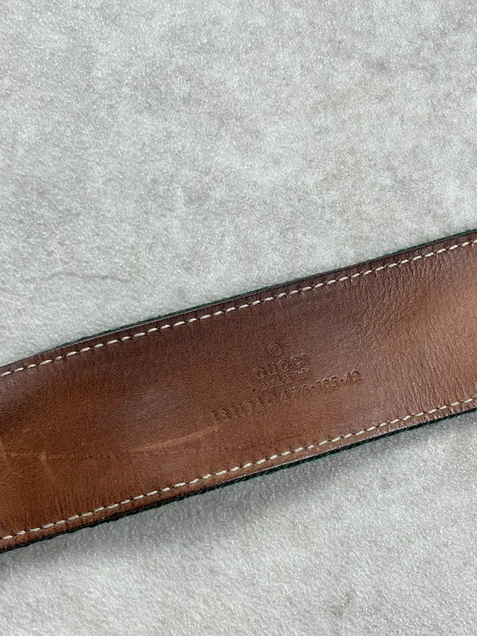 AW2007 Gucci Hybrid Knight Canvas Brown Leather Belt by Frida Giannini XwtPEnv 6