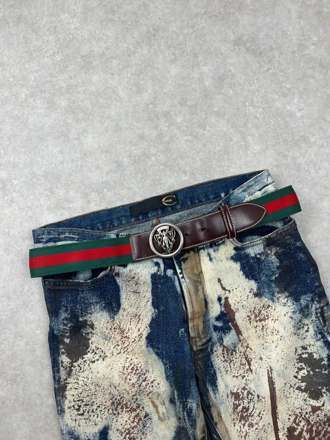 AW2007 Gucci Hybrid Knight Canvas Brown Leather Belt by Frida Giannini XwtPEnv 0