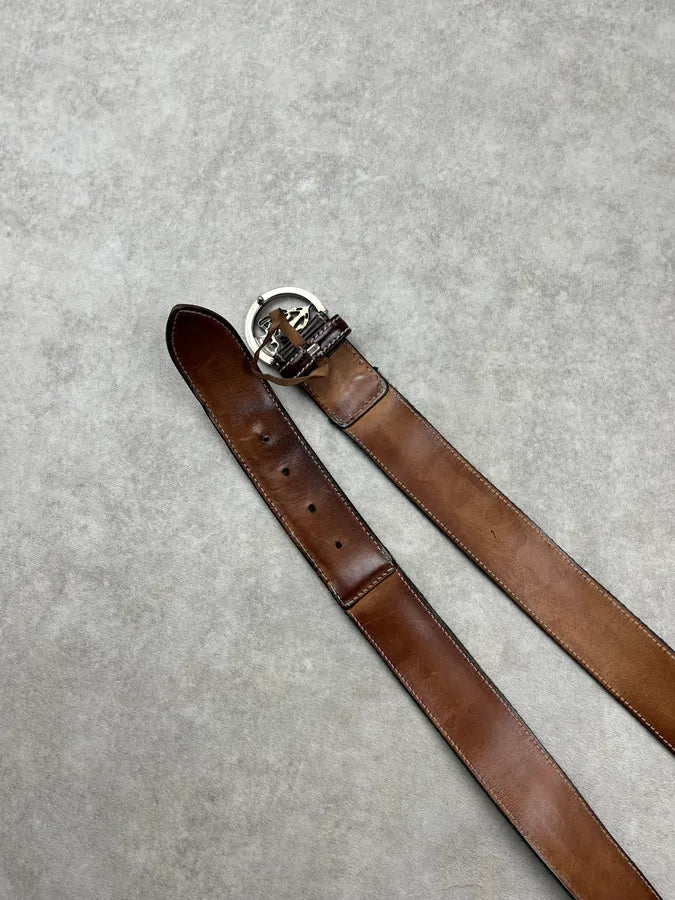 AW2007 Gucci Hybrid Knight Canvas Brown Leather Belt by Frida Giannini XwtPEnv 5