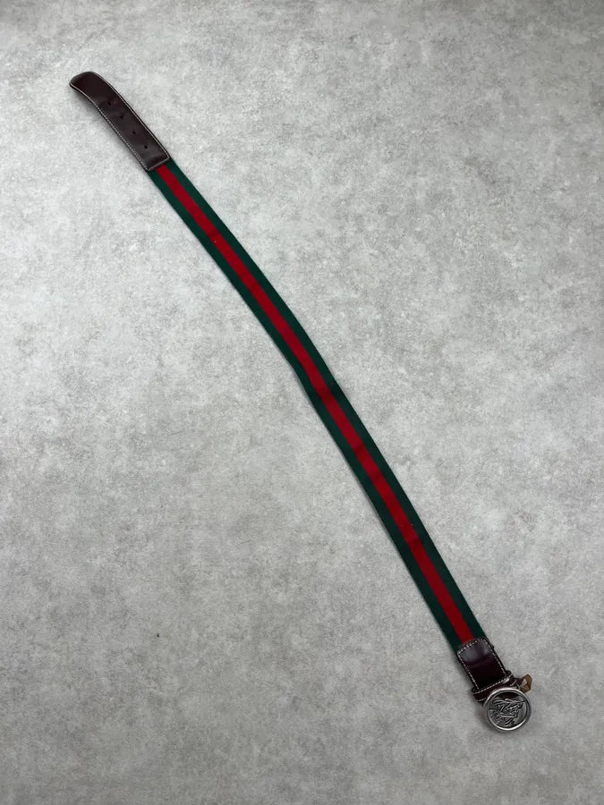 AW2007 Gucci Hybrid Knight Canvas Brown Leather Belt by Frida Giannini XwtPEnv 7