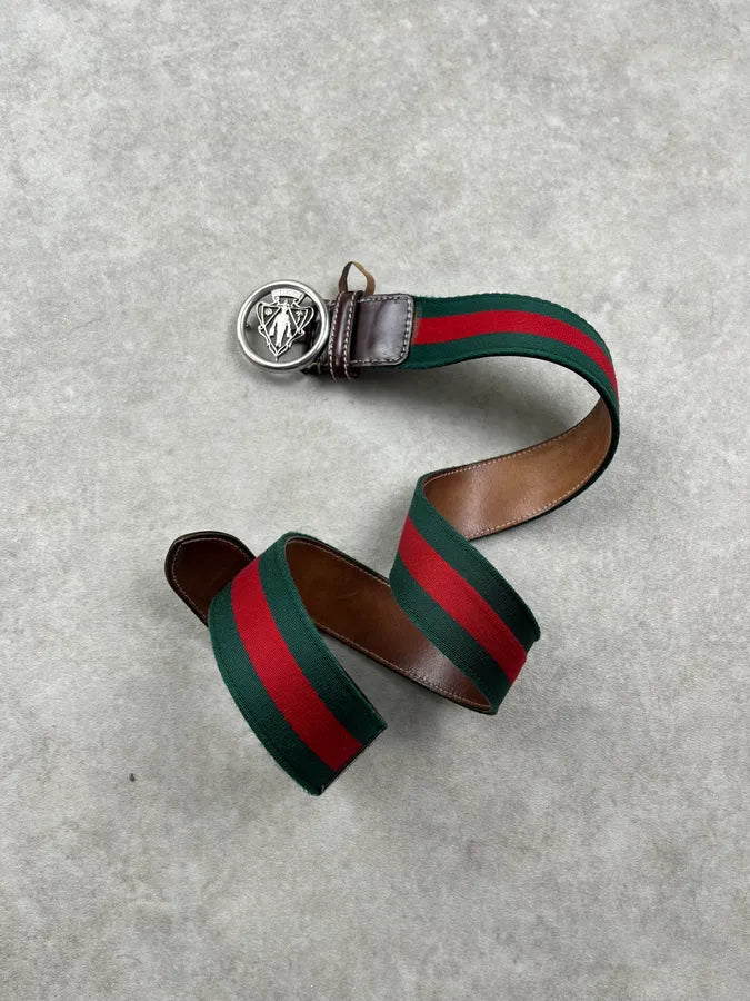 AW2007 Gucci Hybrid Knight Canvas Brown Leather Belt by Frida Giannini XwtPEnv 1