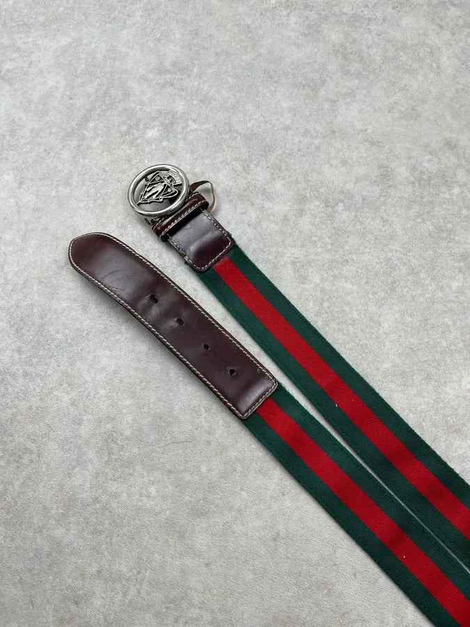 AW2007 Gucci Hybrid Knight Canvas Brown Leather Belt by Frida Giannini XwtPEnv 3