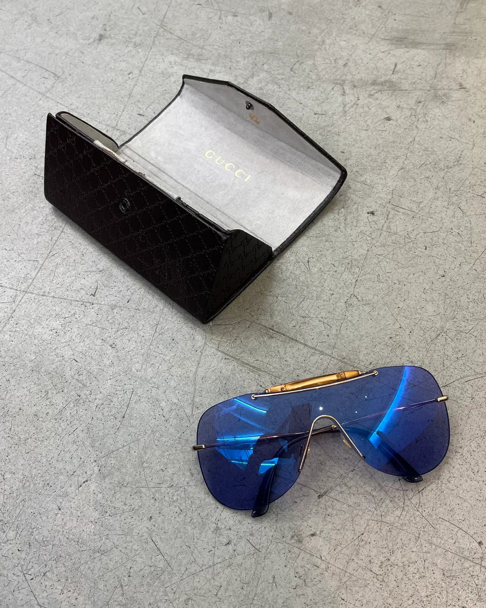 Gucci Indigo Aviator Metallic Bamboo Sunglasses zZSIWbQ 0