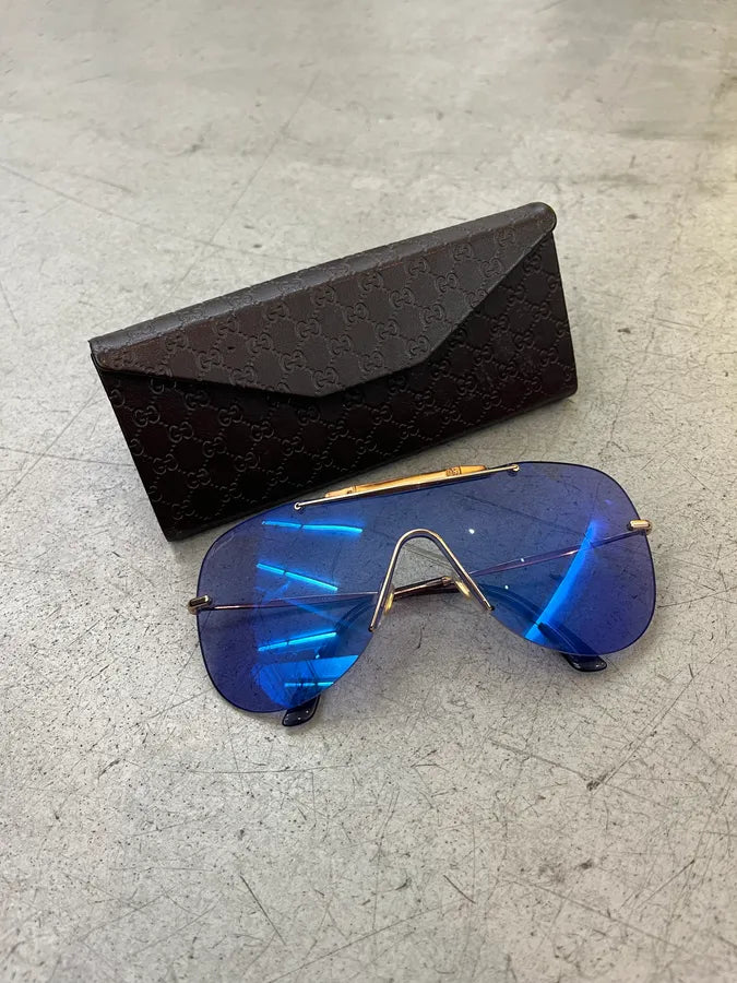 Gucci Indigo Aviator Metallic Bamboo Sunglasses zZSIWbQ 3