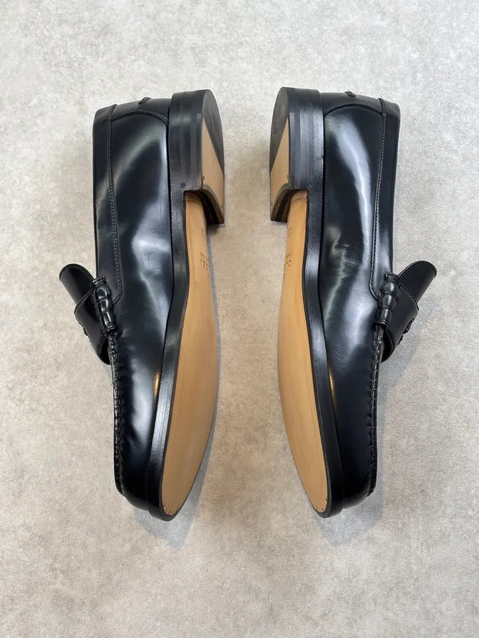 Gucci Interlocking GG Black Leather Loafers  qxMfUYW 7
