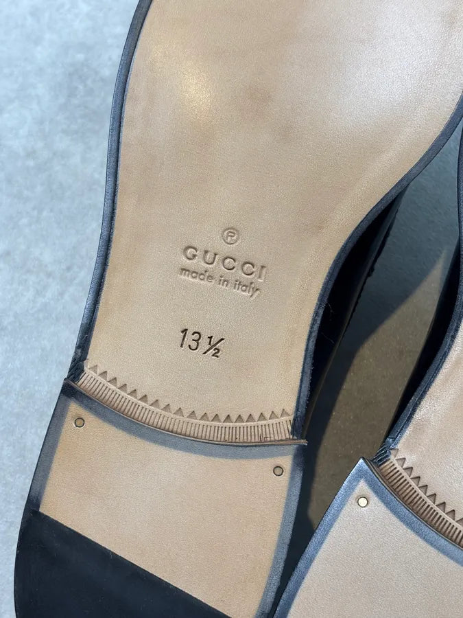 Gucci Interlocking GG Black Leather Loafers  qxMfUYW 9