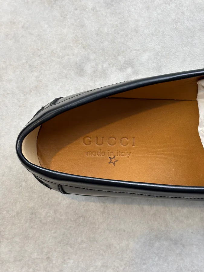 Gucci Interlocking GG Black Leather Loafers  qxMfUYW 11