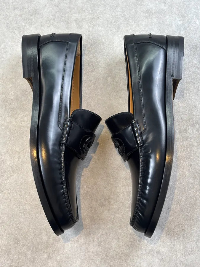 Gucci Interlocking GG Black Leather Loafers  qxMfUYW 6
