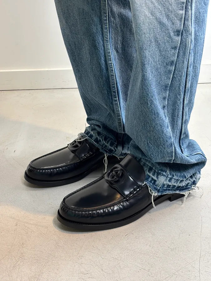Gucci Interlocking GG Black Leather Loafers  qxMfUYW 2