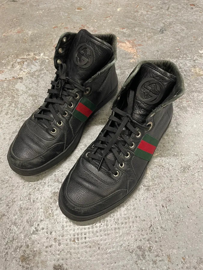 Gucci Italian Black High Sneakers (41.5eu/us8) tODxCWR 2