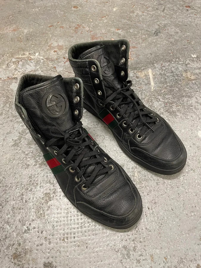 Gucci Italian Black High Sneakers tODxCWR 3