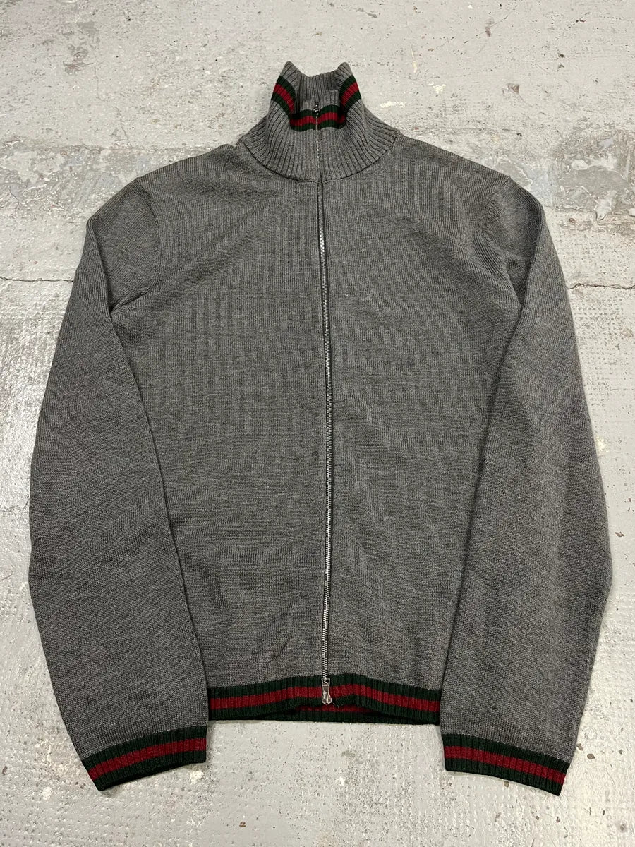 Gucci Italian Grey Wool Zip-Up Sweater NLvThrr 0