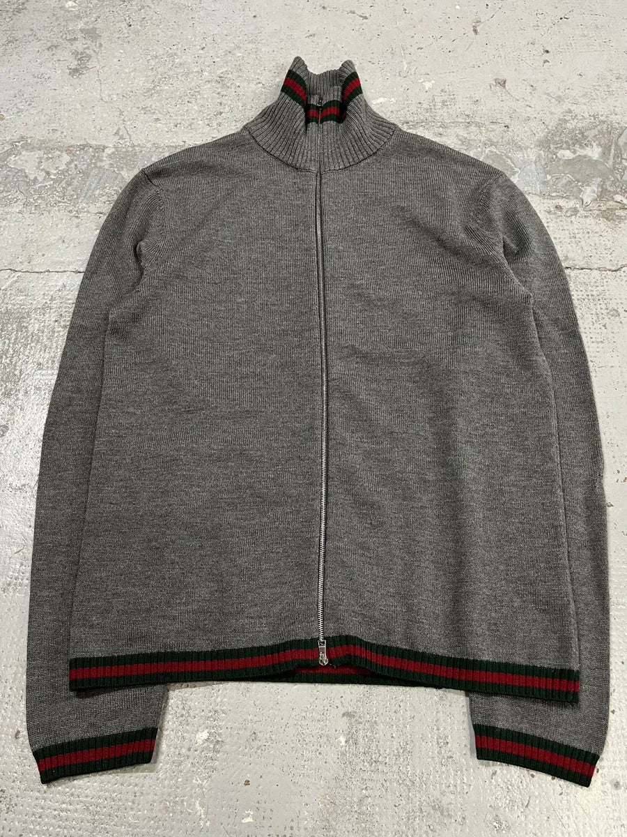 Gucci Italian Grey Wool Zip-Up Sweater NLvThrr 3