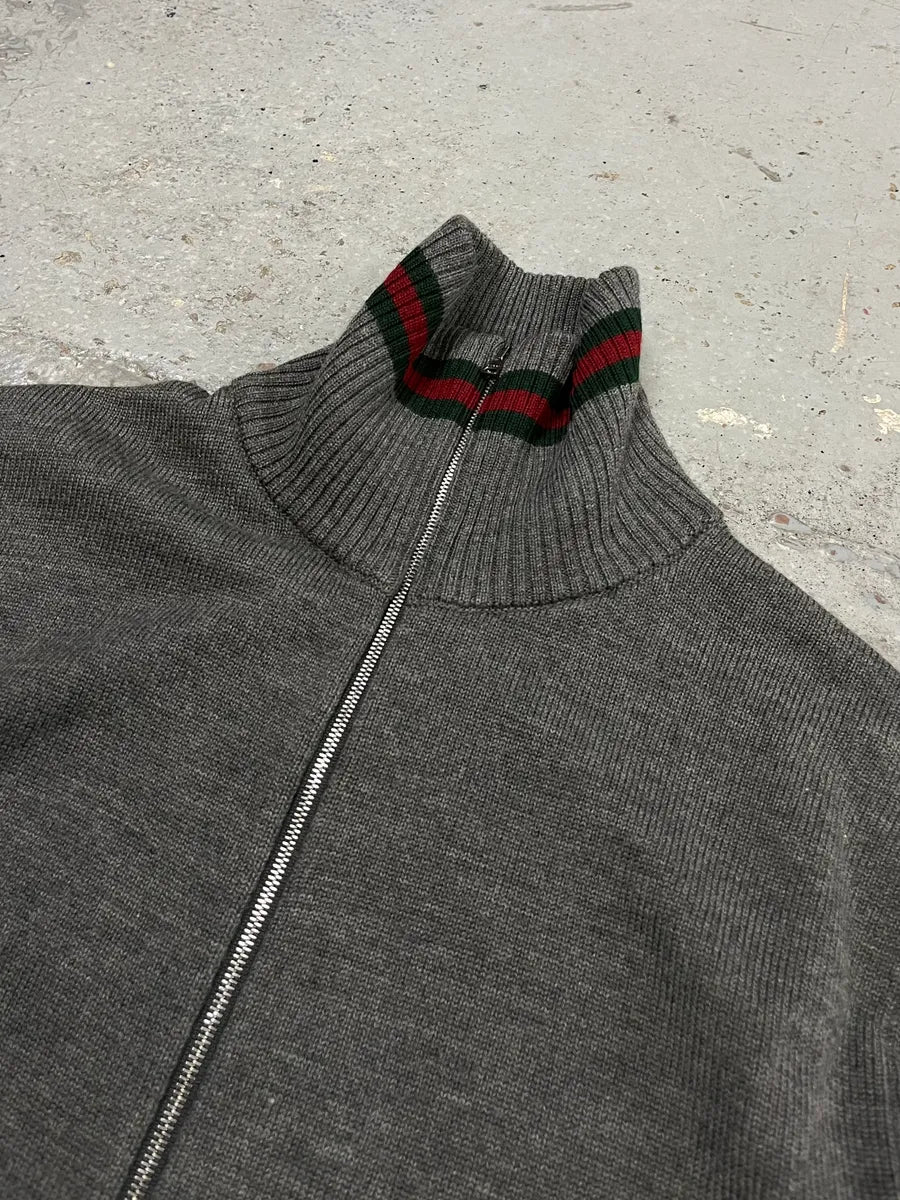 Gucci Italian Grey Wool Zip-Up Sweater NLvThrr 4