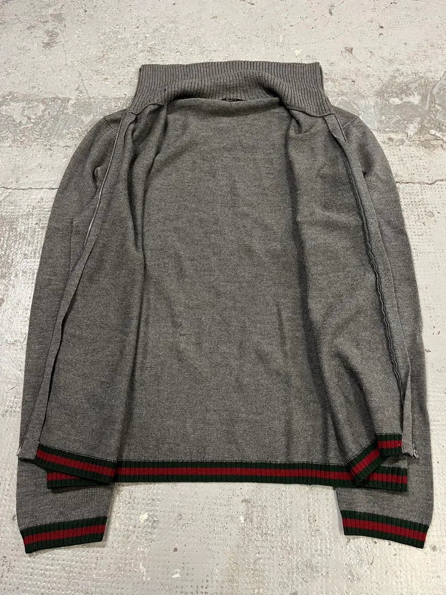 Gucci Italian Grey Wool Zip-Up Sweater NLvThrr 7