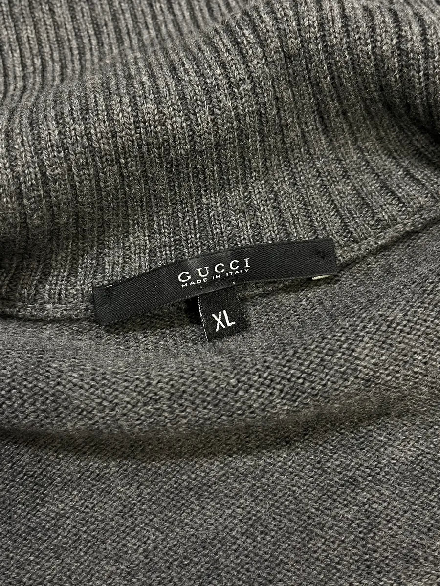 Gucci Italian Grey Wool Zip-Up Sweater NLvThrr 8