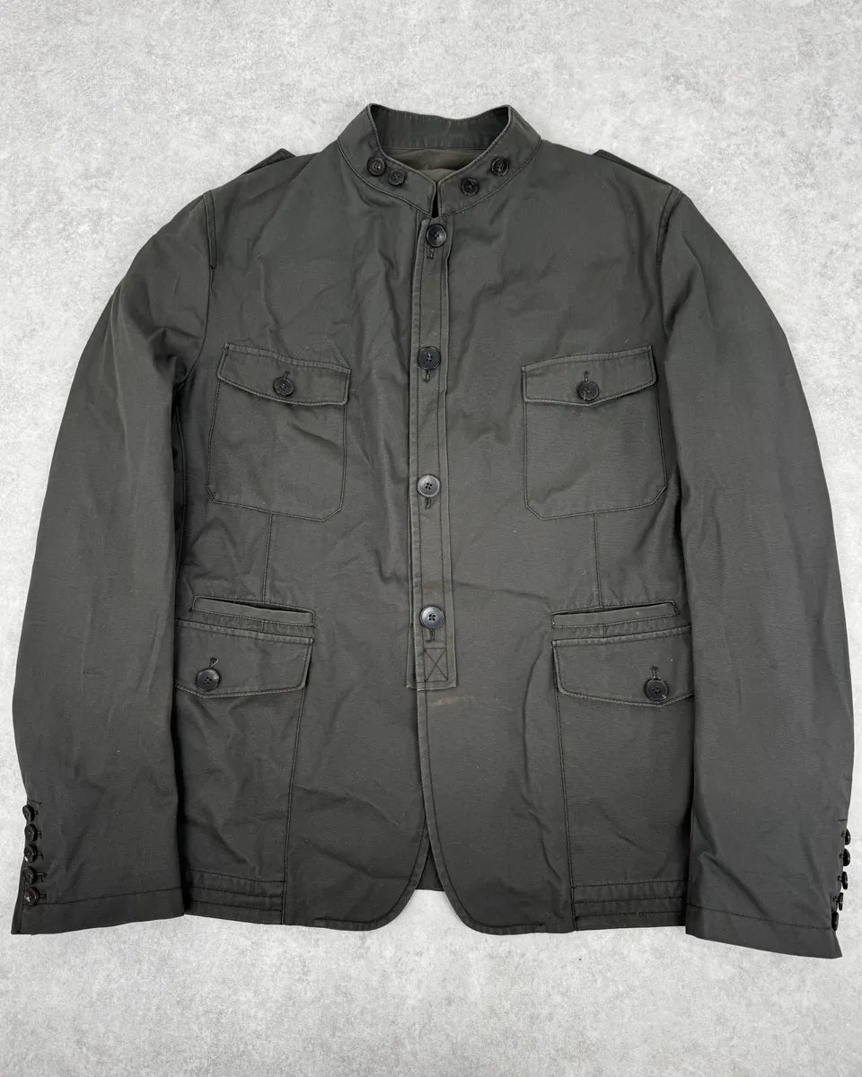 2000s Gucci Olive Green Buttoned Military Jacket aYlvTtE 0
