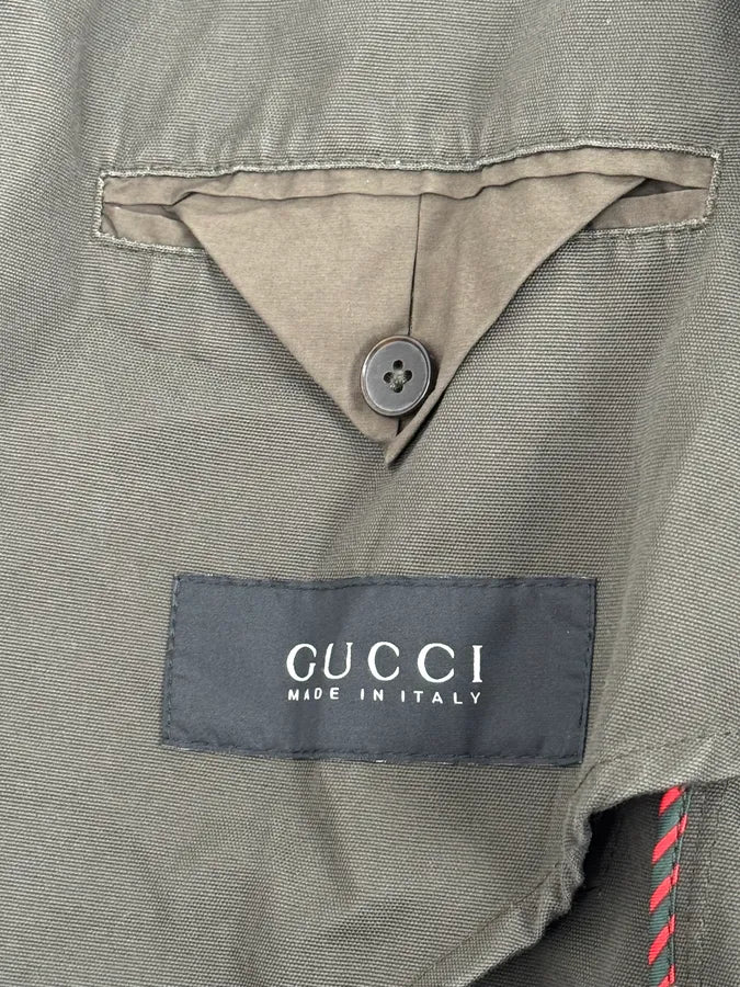 2000s Gucci Olive Green Buttoned Military Jacket aYlvTtE 8