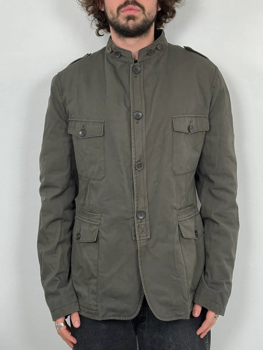 2000s Gucci Olive Green Buttoned Military Jacket aYlvTtE 1